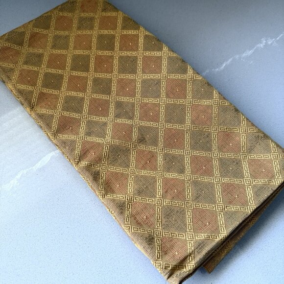 Thibaut Fabric 24x52” Geometric Pattern Silk Shades Of Gold Brocade - Picture 3 of 8